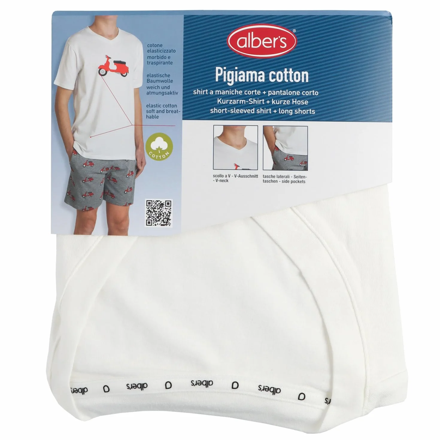 Alber’s – Set Pigiama Uomo in Cotone Elasticizzato – Maglia con Stampa a Maniche Corte e Pantaloncino Coordinato