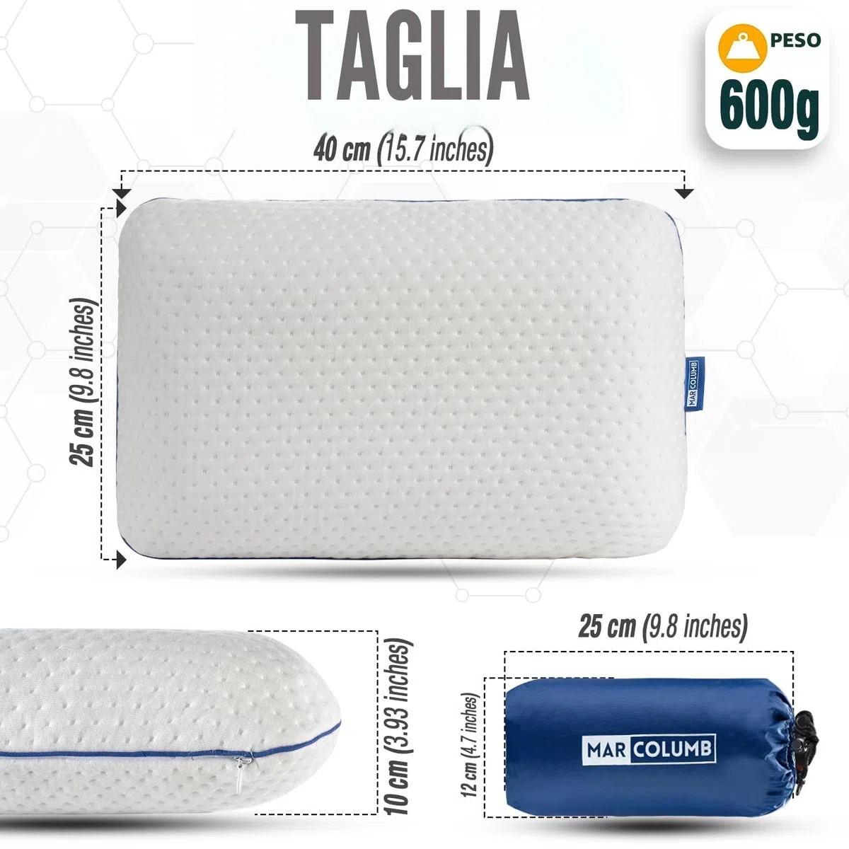 Cuscino da viaggio – Supporto ergonomico per il collo da campeggio in memory foam con federa termoregolante – Borsa da viaggio impermeabile inclusa (Nero)