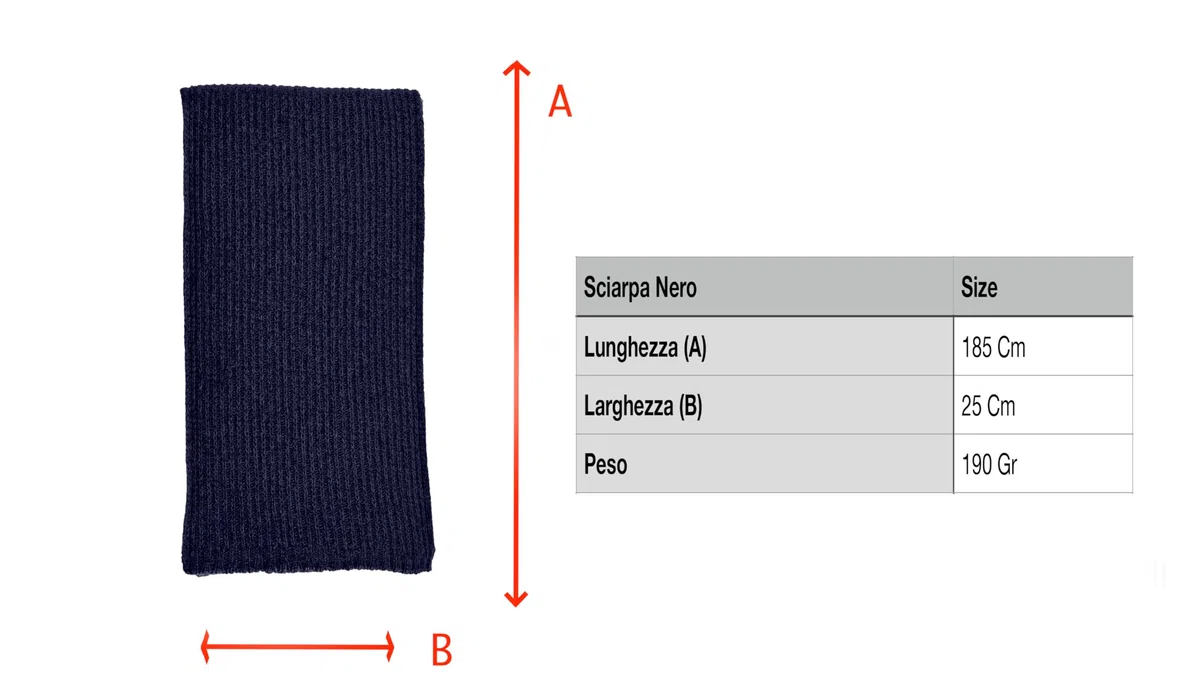 Sciarpa lavorata a maglia in lana - Stile maglia inglese a coste - Unisex - Artigianale, Made in Italy