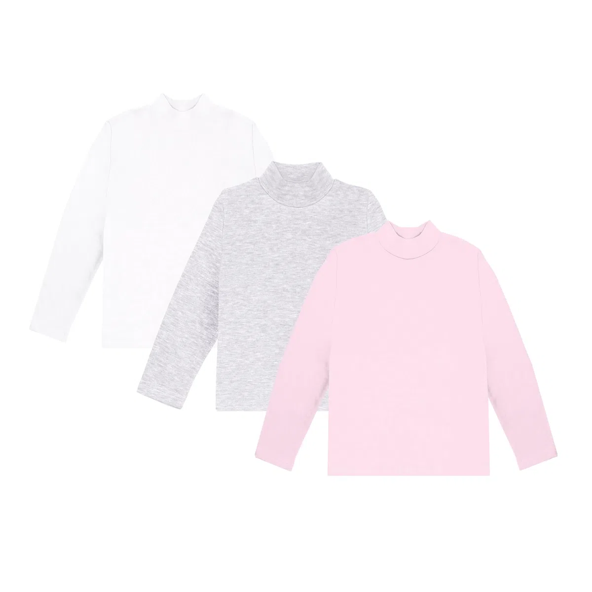 Ellepi Set 3 Maglie Lupetto Bambino Bambina Manica Lunga 100% Caldo Cotone