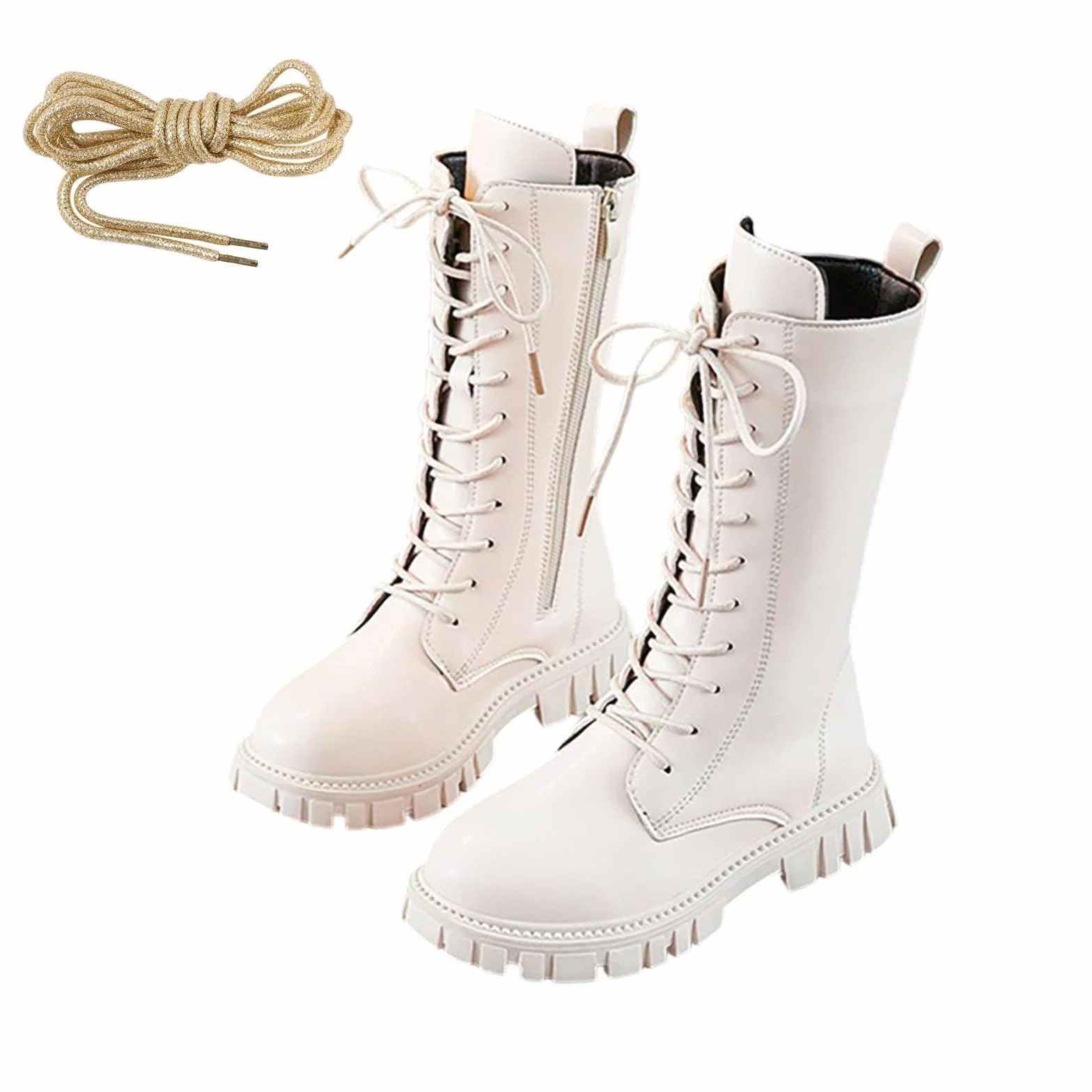 Stivaletti Bambina Scarpe Alta Anfibi Stringati Eleganti Moda Ragazza Stivali Sportivi Outdoor Camminata Leggeri Autunno Inverno Combat Boots