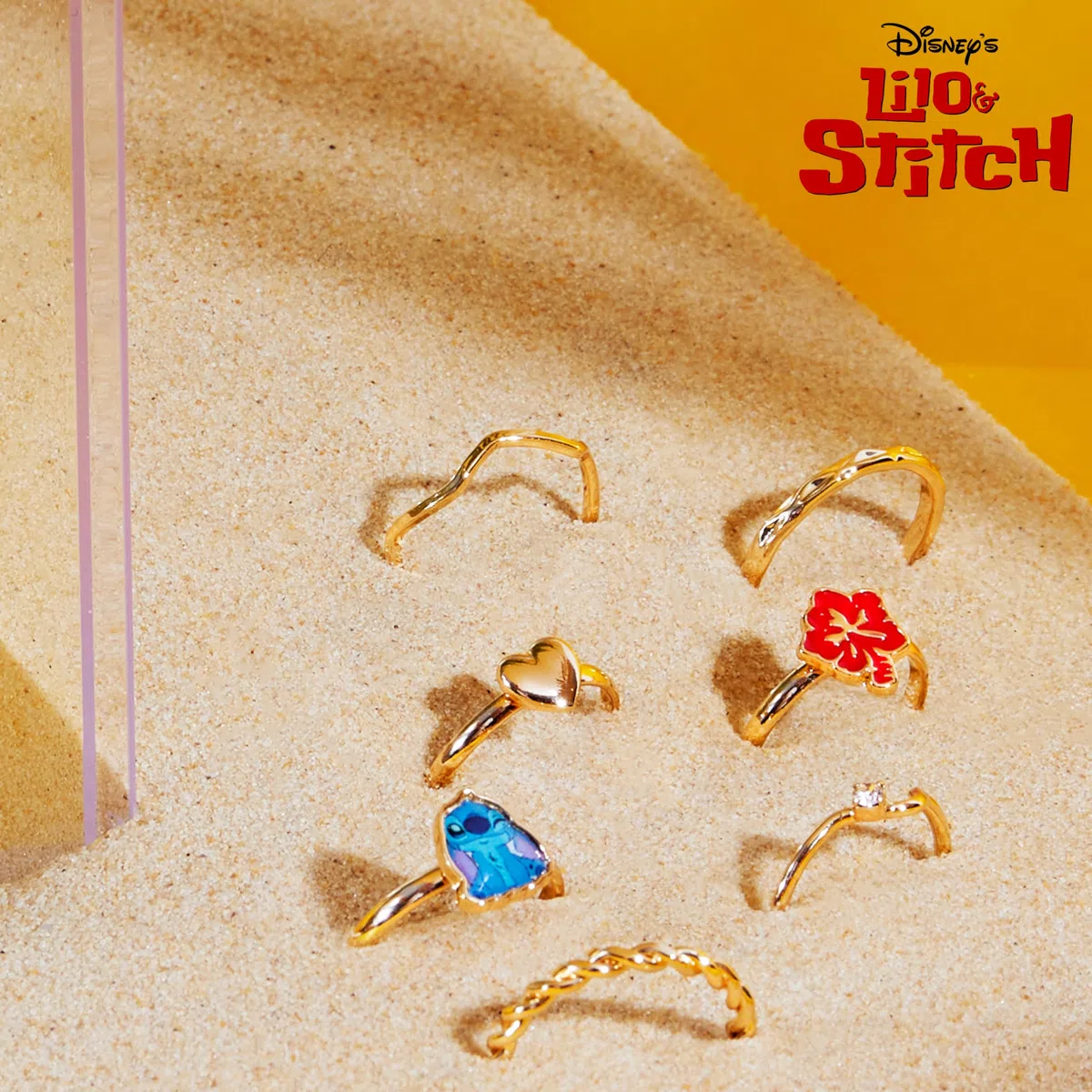 Disney Set di 7 Anelli Stitch per Bambine e Ragazze - Gioielli Divertenti Bambina Ragazza