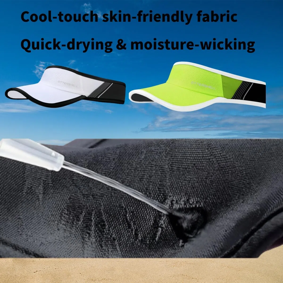 OTTERSHELL Visiera parasole sportiva, protezione UV UPF 50+, asciugatura rapida, fascia traspirante per corsa, golf, tennis