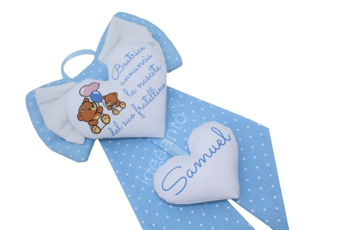 ideeanto Fiocco Nascita bimbo bimba Personalizzato con Nome e Frase, Fatto a Mano in Italia, fiocco nascita rosa fiocco nascita azzurro