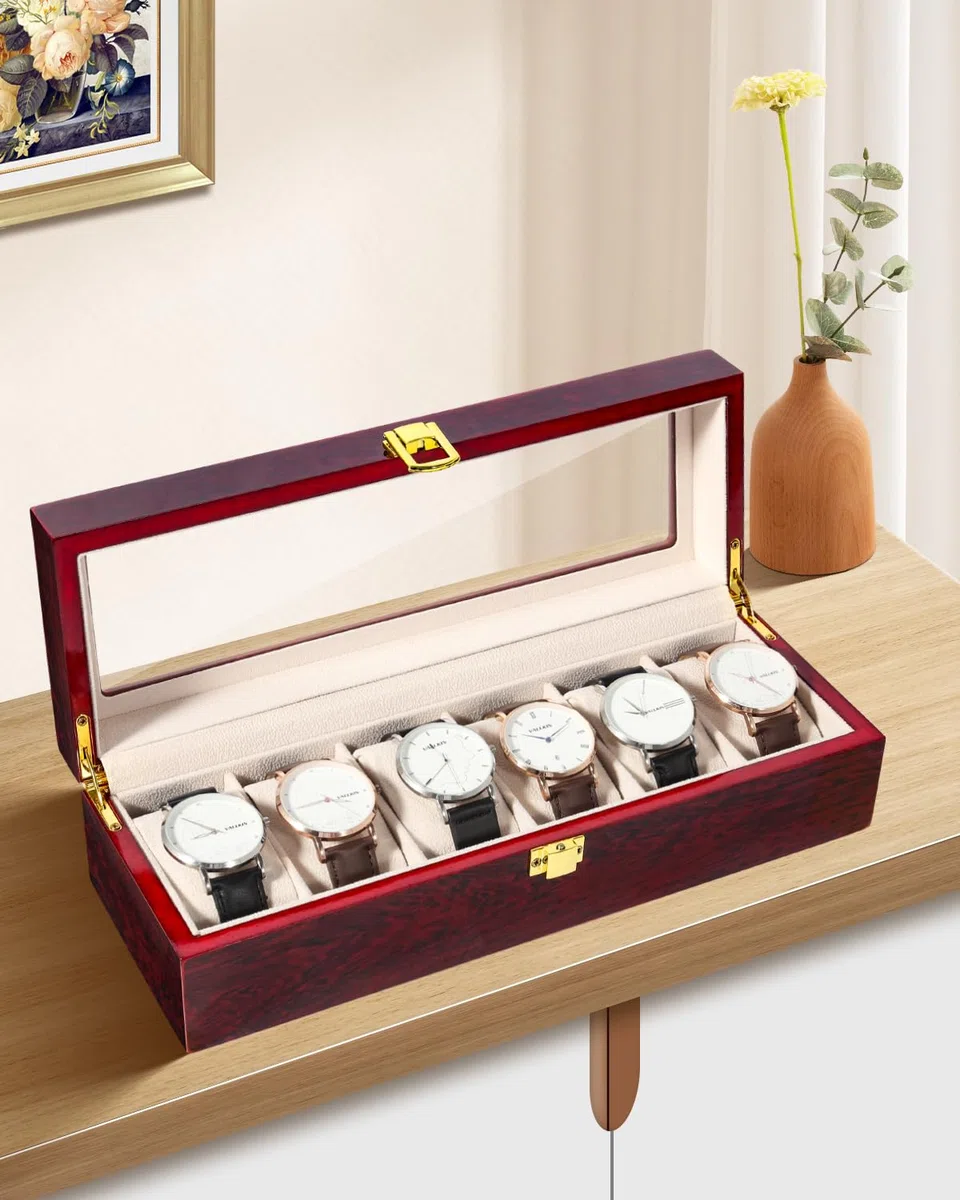 Espositore per orologi da uomo, in legno