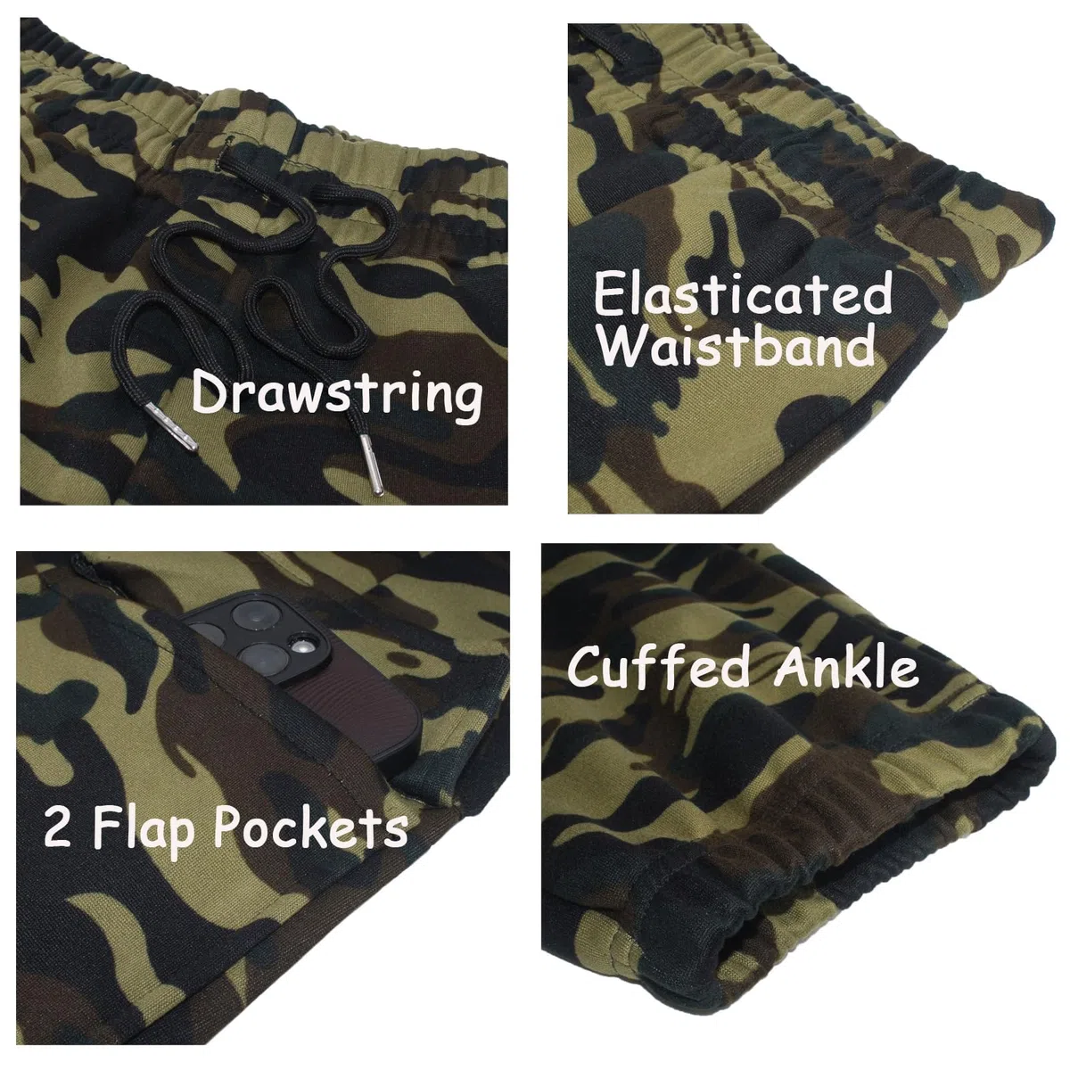 Nuofengkudu Harem Pantaloni della Tuta da Donna Mimetici Elastico Vita Alta Coulisse Tasche alla Caviglia Laterali Petite Cargo Joggers Leggeri Sportivi Jogging Pants