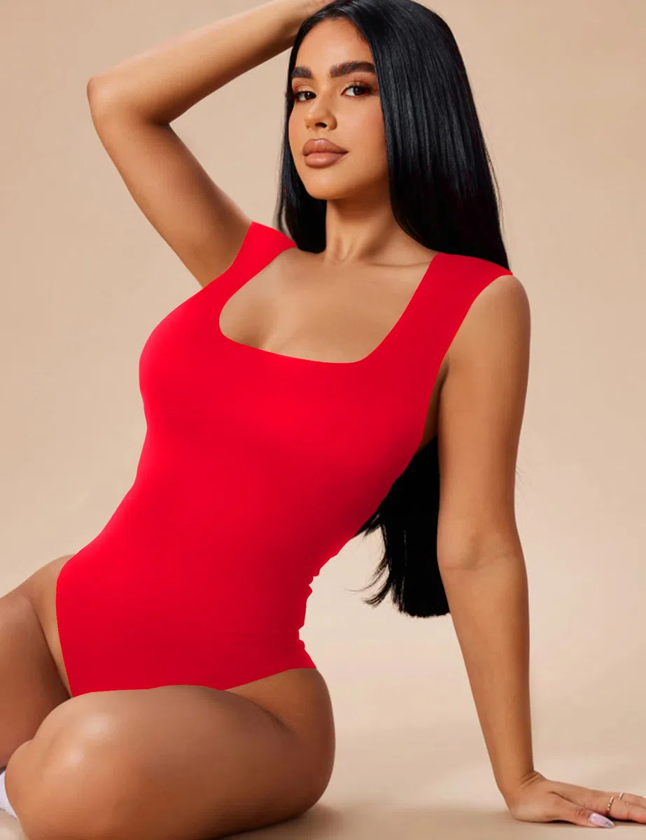Aranmei Body da donna sexy causale con scollo quadrato senza maniche canotta body Teddy Clubwear per uscire