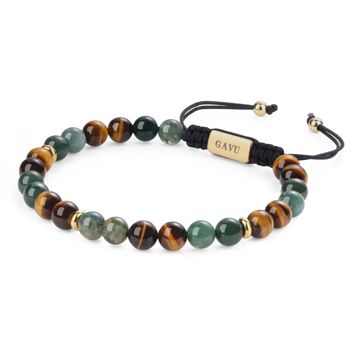 GAVU Bracciale da Uomo in Pietre Naturali, Bracciale Occhio di Tigre da Uomo Regolabile