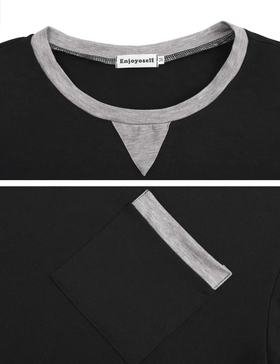 Enjoyoself Uomo Maglie Pigiama in Cotone Camicie Lunghe da Notte Pigiama Comoda Maniche Corte