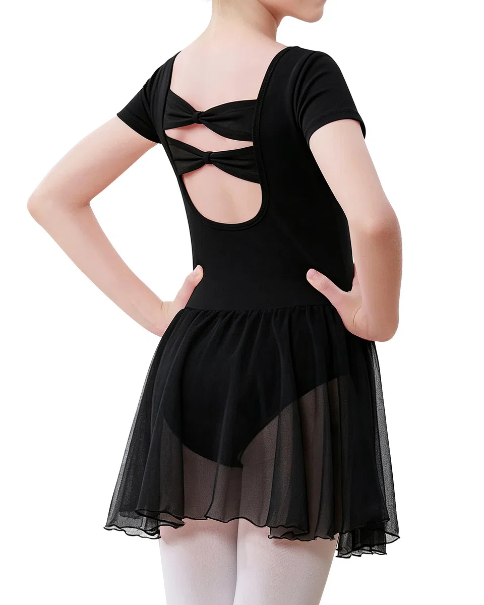 Ragazza Vestito da Balletto,Body da Balletto a Maniche Corte per Bambine, Body da Balletto in Cotone e Abito da Danza per Bambine con Gonna in Chiffon