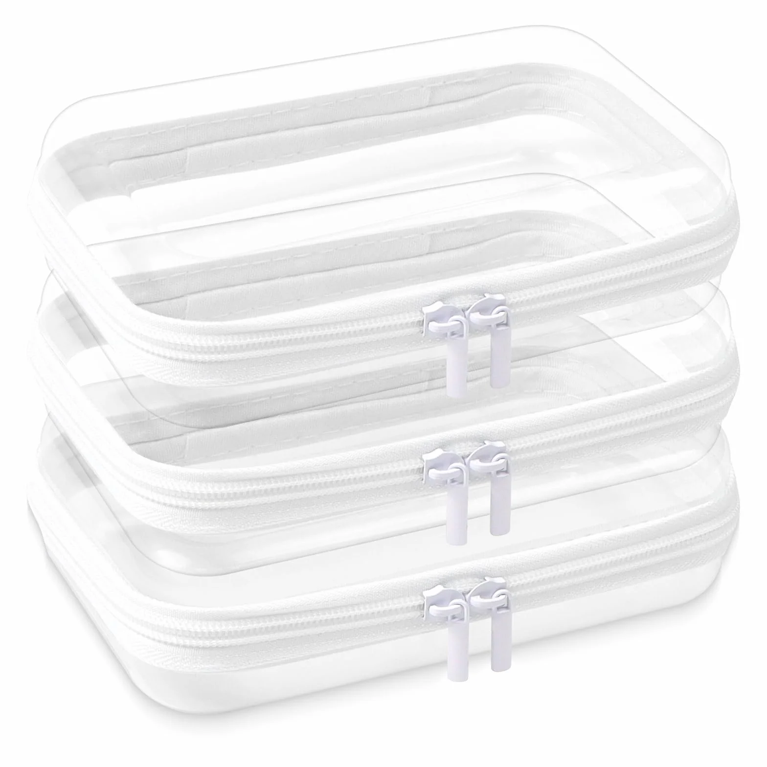 3 Pezzi custodie trasparenti con cerniera rigida per lo stoccaggio, organizer da viaggio impermeabile, borsa cosmetica da viaggio per cosmetici,giocattoli e articoli da toeletta(19 x 10 x 5cm)