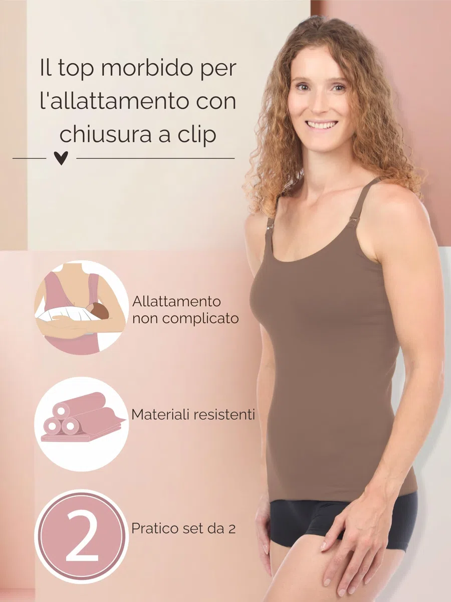 Herzmutter Canotta Allattamento - Senza Cuciture -Top Allamento - Funzione Allattamento Facile - pratiche Chiusure a Clip - Canottiere Allatamento - 5320