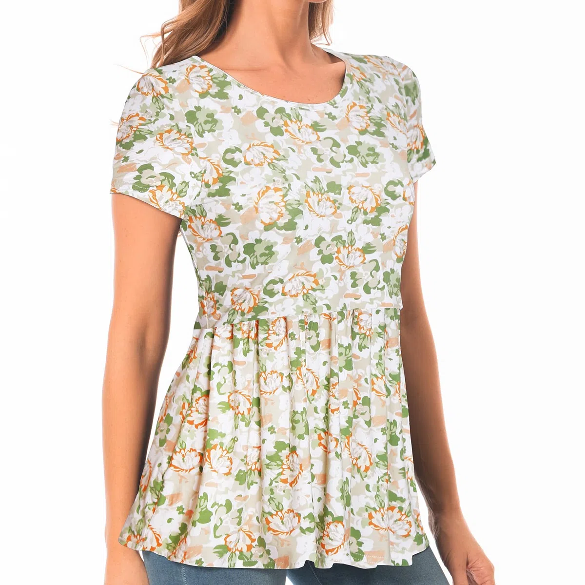 Bearsland Top da Allattamento da Donna a Maniche Corte Girocollo Camicia per Allattamento al Seno Vestiti Premaman