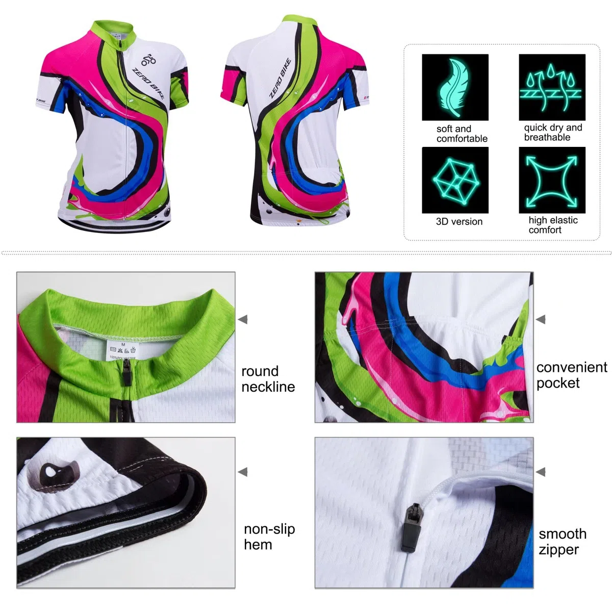 Donne Abbigliamento da Ciclismo, Traspirante Leggero e Comodo Maglie da Ciclismo, Asciugatura Rapida Maglietta Corta