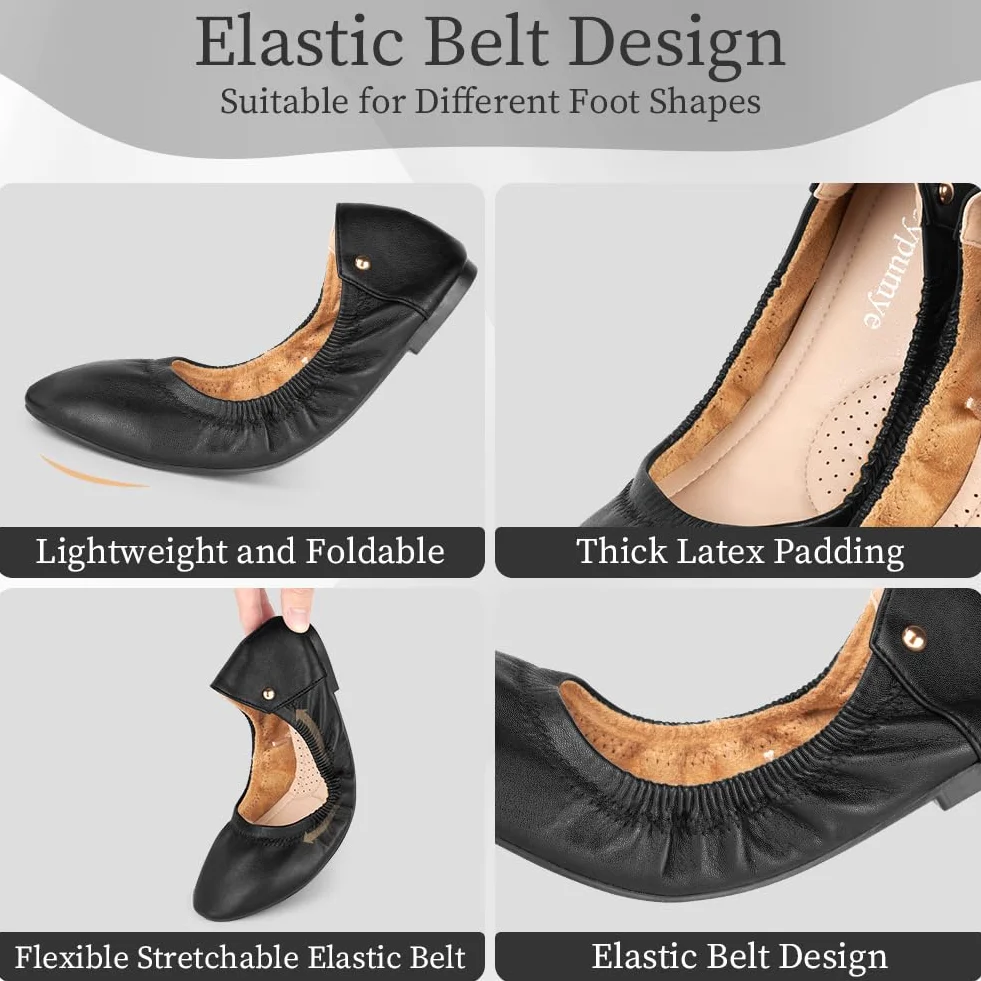 OFFCUP Ballerine Donna, Ballerine Scarpe Basse, Ballerine Scarpe Basse Classiche, Scarpe da Ballo da Donna in Vera Pelle, Scarpe Pieghevoli, comode, semplici, Versatili e alla Moda