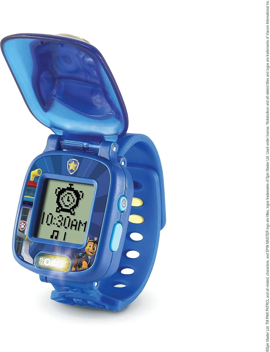 VTech PAW Patrol - Orologio Interattivo di Chase, Orologio per Bambini con 4 Giochi, Schermo a Colori, Inclusa Voce di Ryder, Funzione Sveglia e Timer, Lingua Italiana, Batterie Incluse, 3-7 Anni