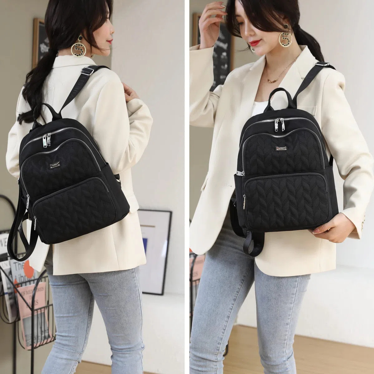 Zainetto Donna, Borsa Zaino Donna Antifurto Piccolo Borse Zaini Nylon Daypack Backpack Ragazza impermeabili per Scuola Viaggio Lavoro Uscire