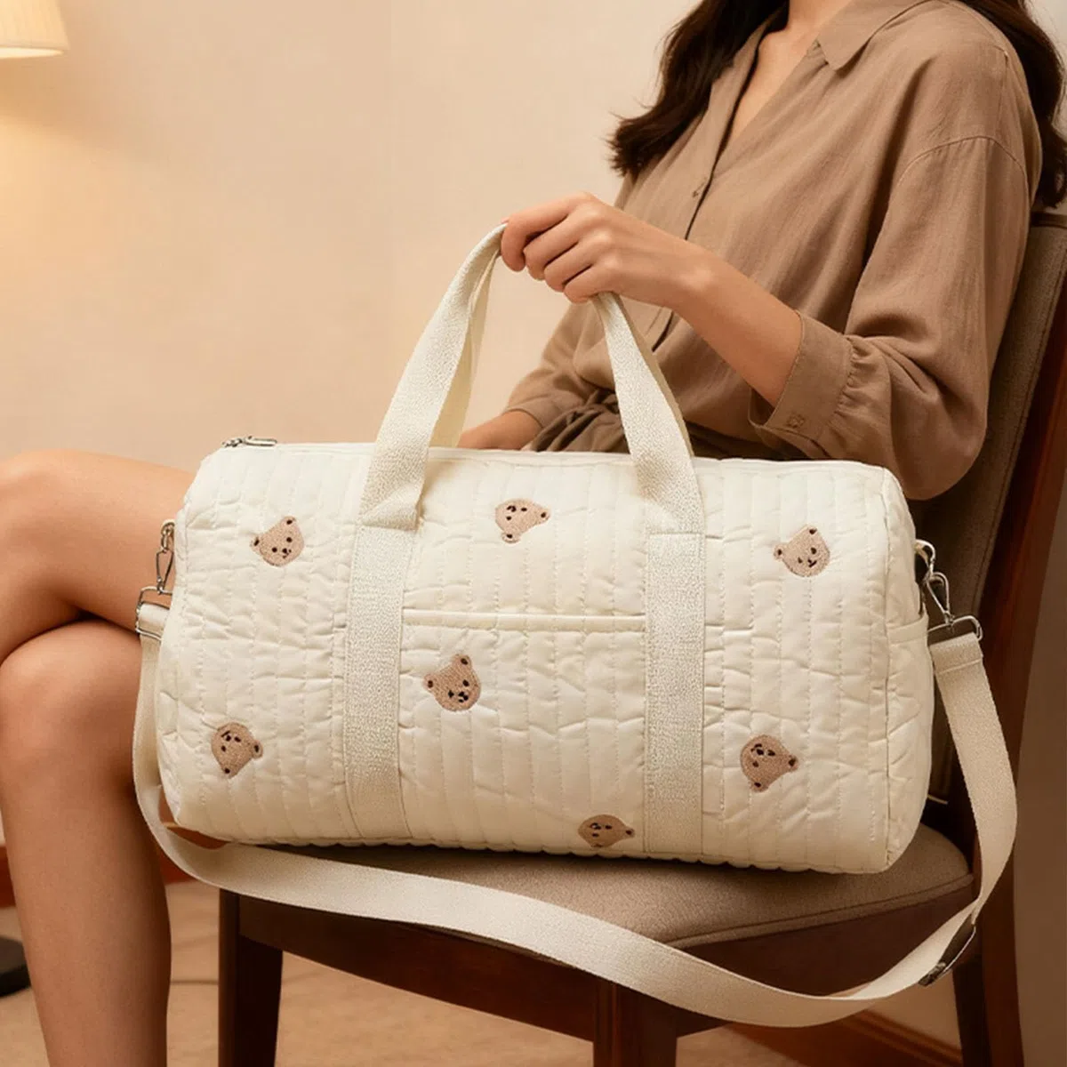 DAHI Grande Borsa Parto Ospedale Mamma, Borsa Cambio Neonato, Borsone Nascita, Mommy Bag Multifunzione con Spallacci Regolabili, per Ospedale, Passeggino, Viaggio e Cambio Pannolini (A)