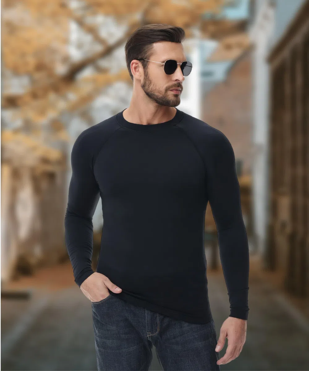 HUGE SPORTS Maglia Termiche da Uomo Invernale Biancheria Intimo Termica a Maniche Lunghe Asciugatura Rapida Corsa Ciclismo