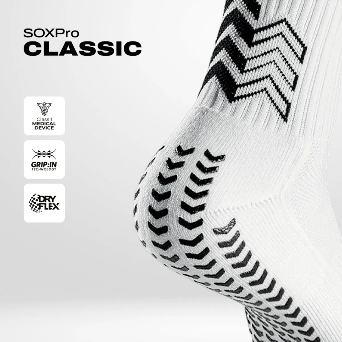 SOXPro Classic - Calze Antiscivolo Calcio - GRIP in Silicone - Uomo, Donna - Anti-vescica, Traspiranti e Professionali - Sport, Running, Padel, Tennis