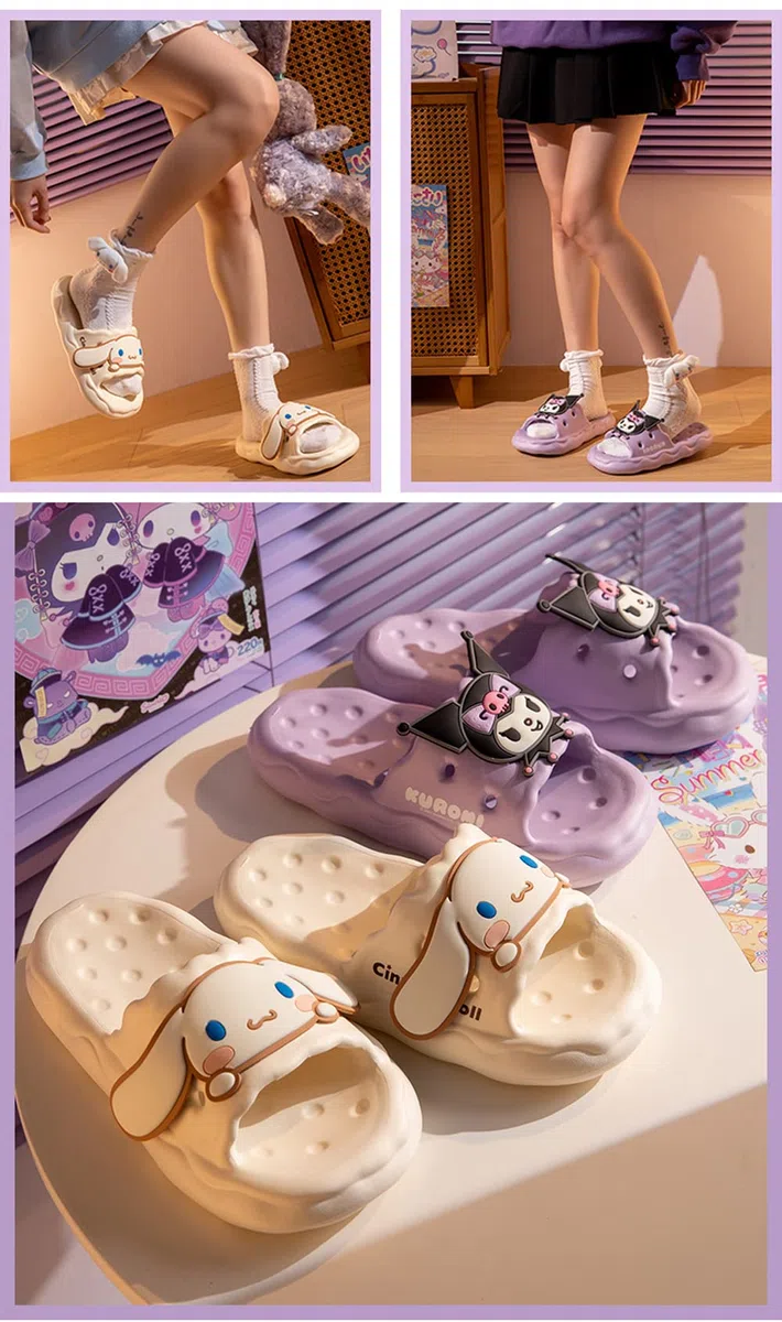 Roffatide Anime Cinnamoroll My Melody Kuromi Scivoli per ragazze Scivoli per la casa Sandali da doccia antiscivolo per il bagno Pantofole di gomma