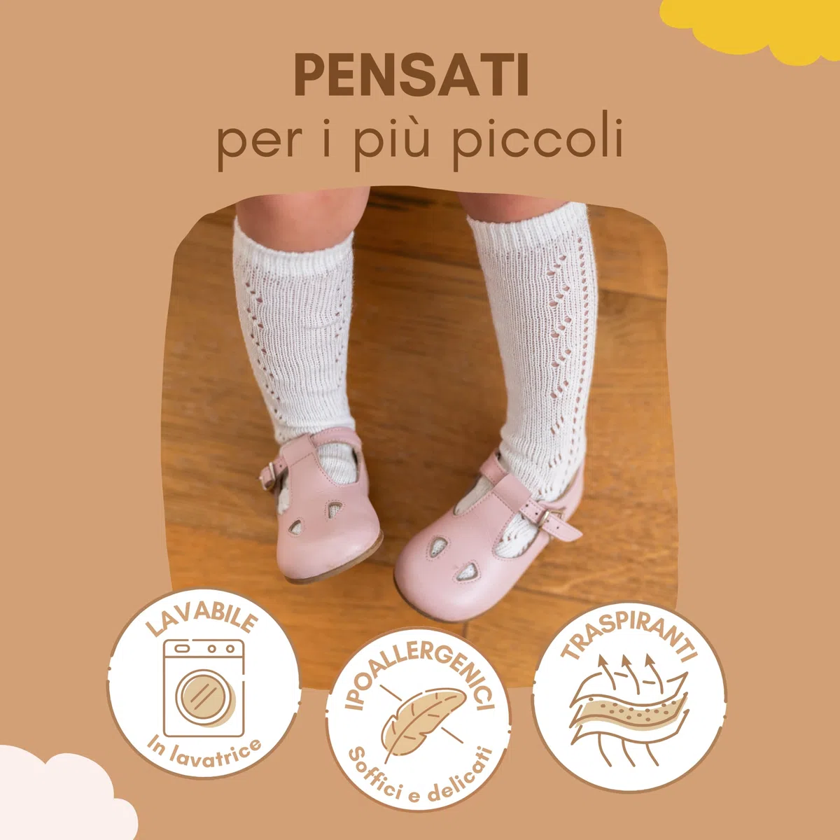 Coccoli | 3 Paia di Calzini Lunghi Neonato in Cotone Elasticizzato con Motivo Traforato, Calzini Traforati Neonato a Tinta Unita, Made in Italy