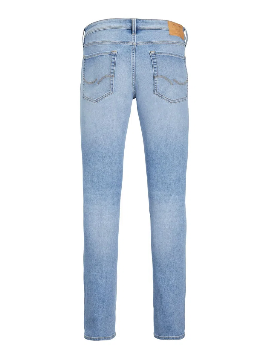 JACK & JONES Jeans Slim Lavaggio Chiaro, Elasticizzato, Vita Bassa e Stretto alla Caviglia.