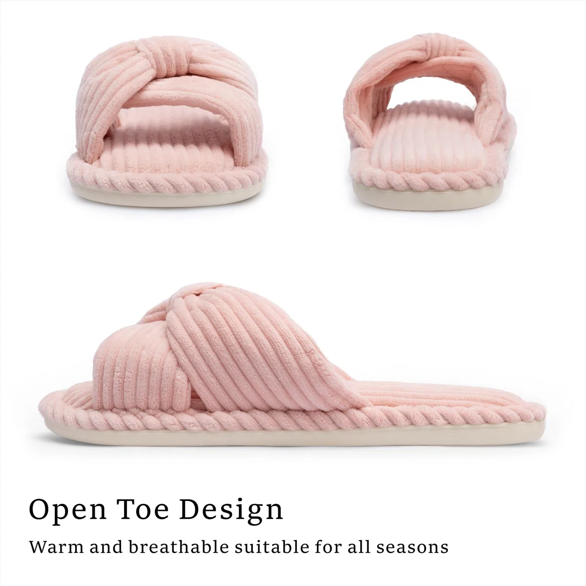 Chantomoo Pantofole da Donna in Memory Foam per la Casa Camera da Letto Bagno spa Matrimonio Viaggio Ospedale Open Toe Velluto a Coste Pantofole Antiscivolo Accoglienti Confortevoli