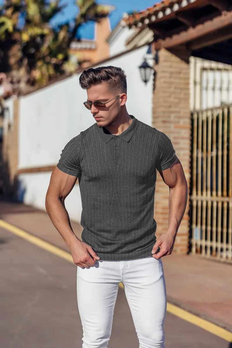 Lehmanlin Polo da Uomo Manica Lunga/Corta Slim Fit Cotone T-Shirt Elastico Muscle Sport Golf Tops