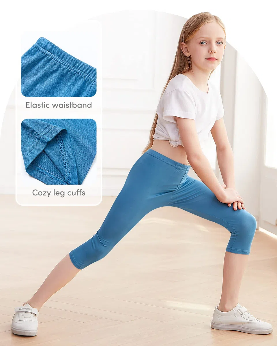 Domee Leggings 3/4 Pantaloni Corti Estivi Bambina Pacco da 4