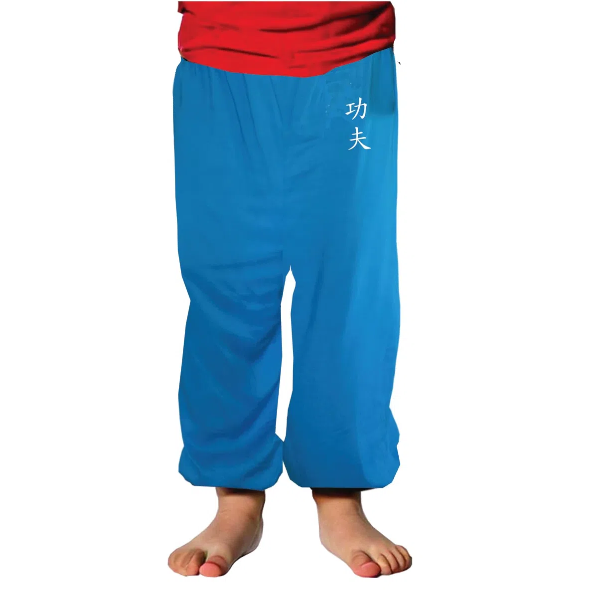 Pantaloni Kung Fu da bambino stile Tai Chi e Wing Chun Kimono leggeri e larghi, Blu Kung Fu, 12 anni
