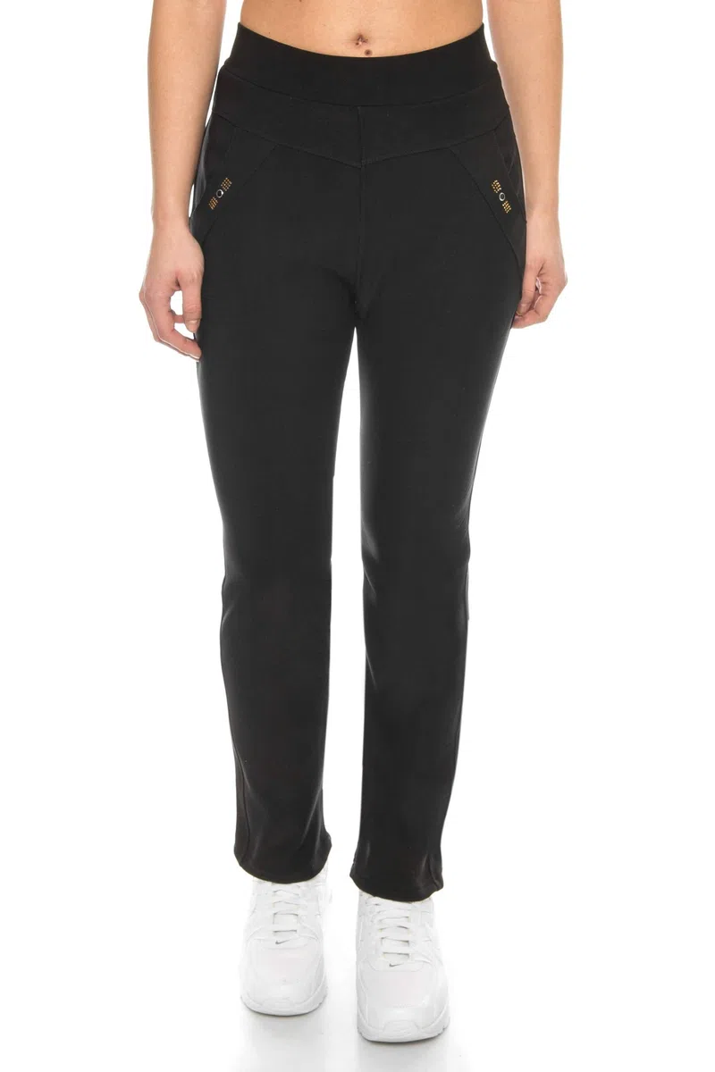 Kendindza - Pantalone termico da donna, foderato con interno in pile, opaco, con tasche