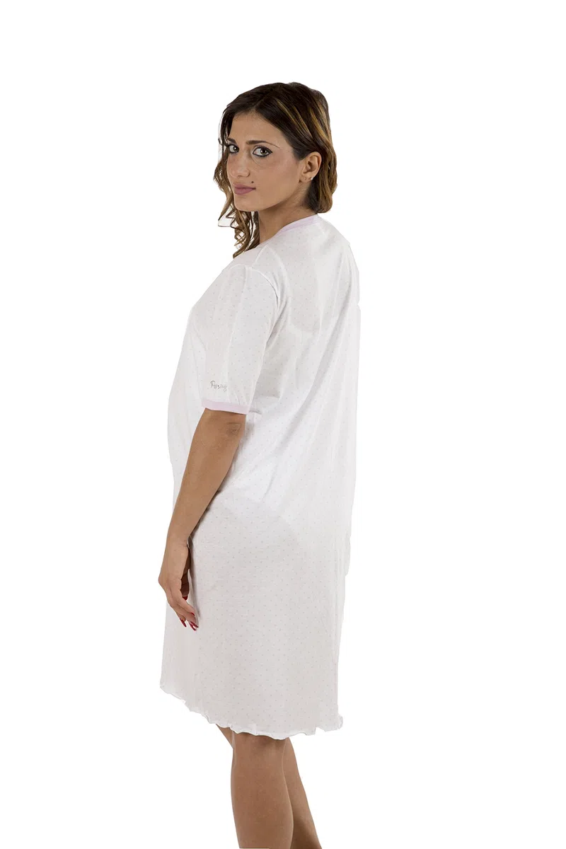 Premamy - Camicia Clinica per Premaman, Modello Aperto Davanti, Cotone Jersey, Pre-Post Parto