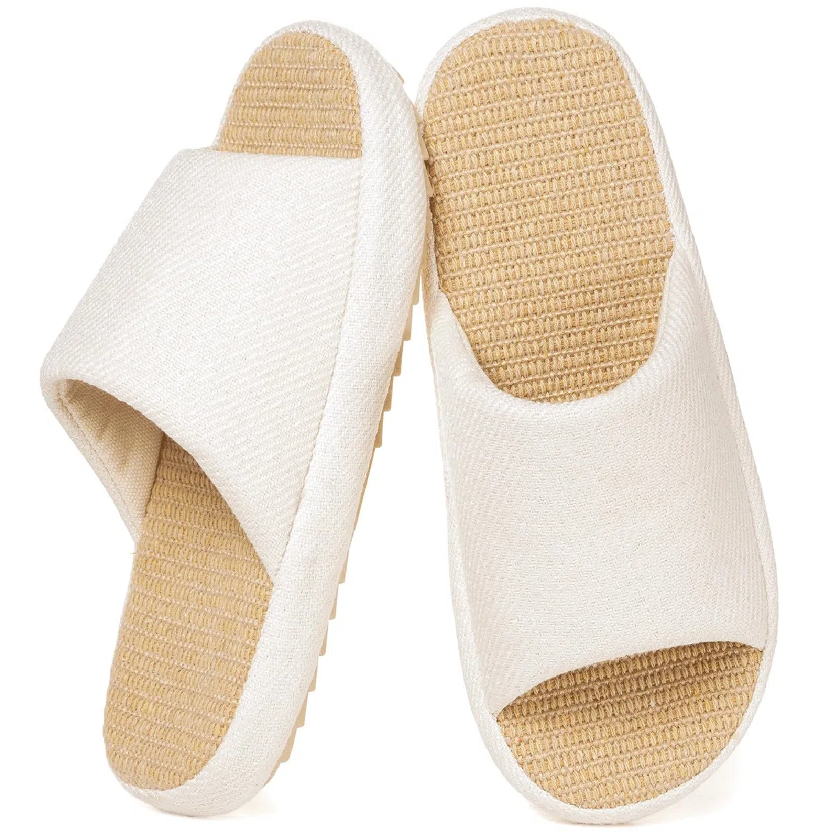 Eagsouni Pantofole di Lino Memory Foam Ciabatte Donna Comode Antiscivolo Morbide Slippers