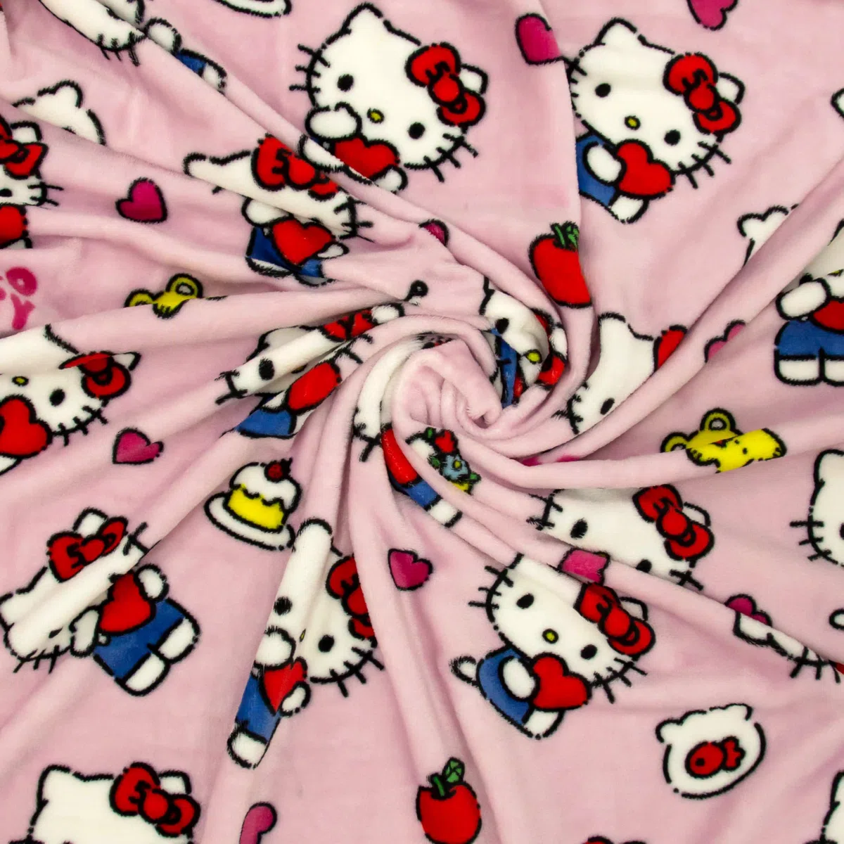Coperta in pile con licenza Hello Kitty, super morbida, design rosa caldo con orsacchiotto e bottiglie di latte, perfetta per casa, camera da letto, pigiama party e campeggio, 100 x 150 cm