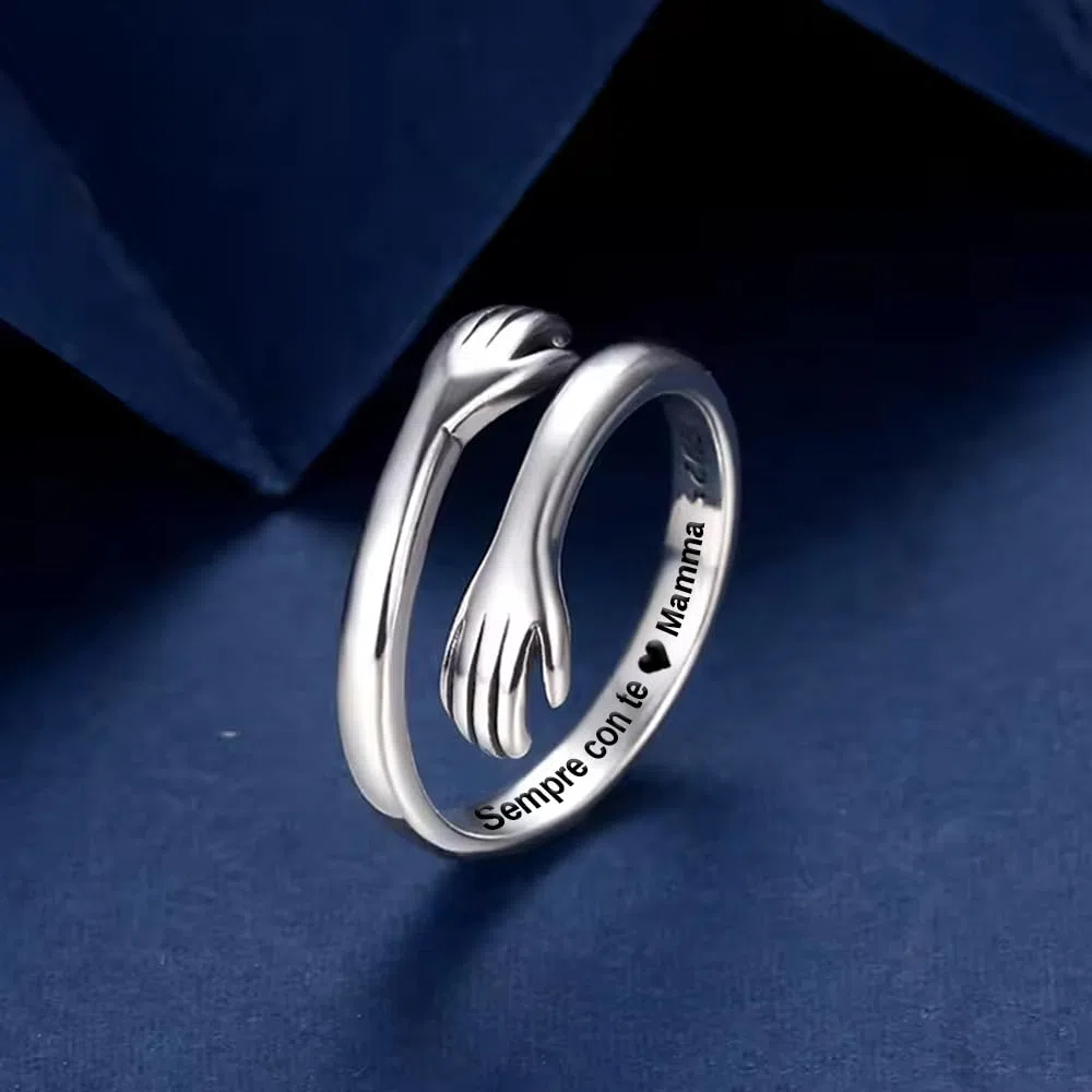 Regalo Mamma Anello regolabile, Regali per lei, Regalo Festa della Mamma, Sempre con Te Argento - Compleanno Natale per Mamme, Nonne - Cofanetto incluso
