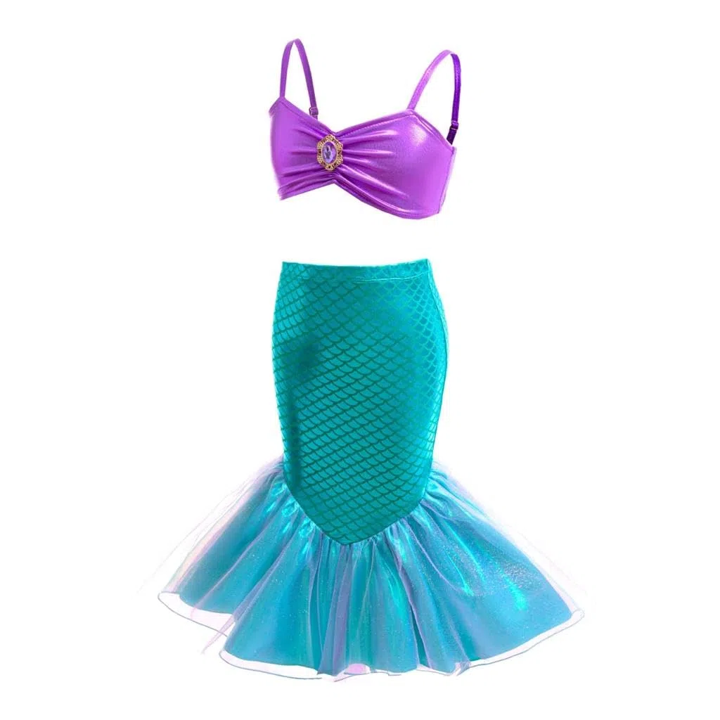 Lito Angels Vestito Costume da Bagno Tankini Due Pezzi Principessa Squame di pescecon Gonna per Bambina Taglia 2-9 Anni