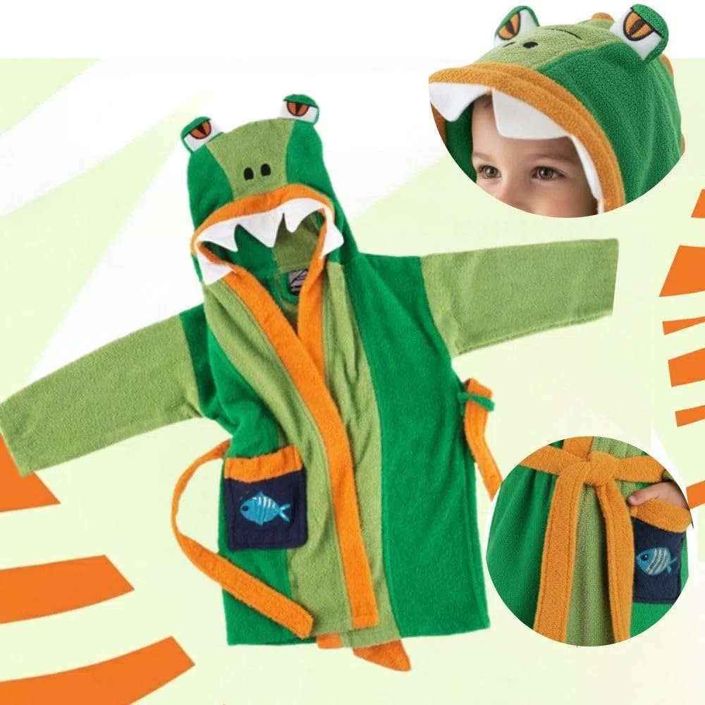 Top Towel - Accappatoio Bambino e Bambina Foxy in Cotone 100% | Spugna Morbida e Assorbente Certificata OEKO-TEX® 450 g/m² | Con Cappuccio, Tasca e Cintura – Ideale per Bagno o Piscina - 2 Anni