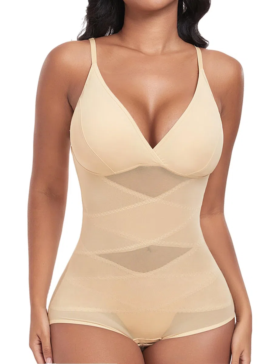 Body Contenitivo Modellante Donna Curvy Intimo Bodysuit Shapewear Guaina Contenitiva Dimagrante Spallino Regolabile Snellente Sheer Mesh Pancia Piatta Invisibile Shaper