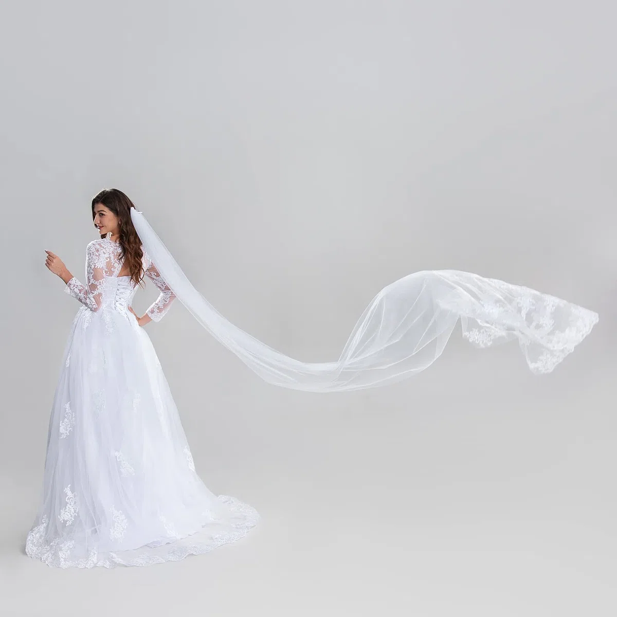 Velo da sposa monostrato Velo da sposa in pizzo Ricamo Sposa Forniture 3m