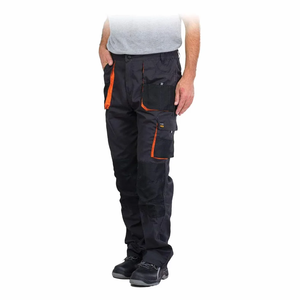 REIS FORECO-T SBP50 Pantaloni da Lavoro per Uomo, Protettivi, Antitaglio, Cargo, 80% Poliestere 20% Cotone, Acciaio-Nero-Arancione, Taglia 50