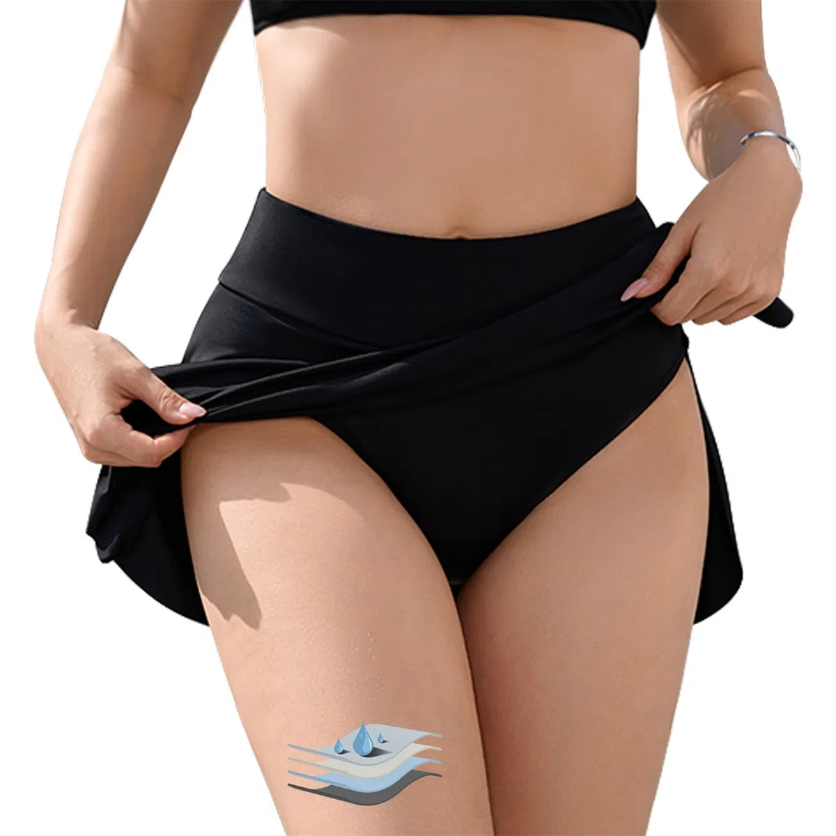 Gonna Costume da Bagno Donna Periodo Bikini A Prova di Perdite Piscina Gonna Pantaloncino Ciclo Ragazza con Slip Anti-Perdite Mare Costume Mestruale Donna Assorbente Vita Bassa Spiaggia