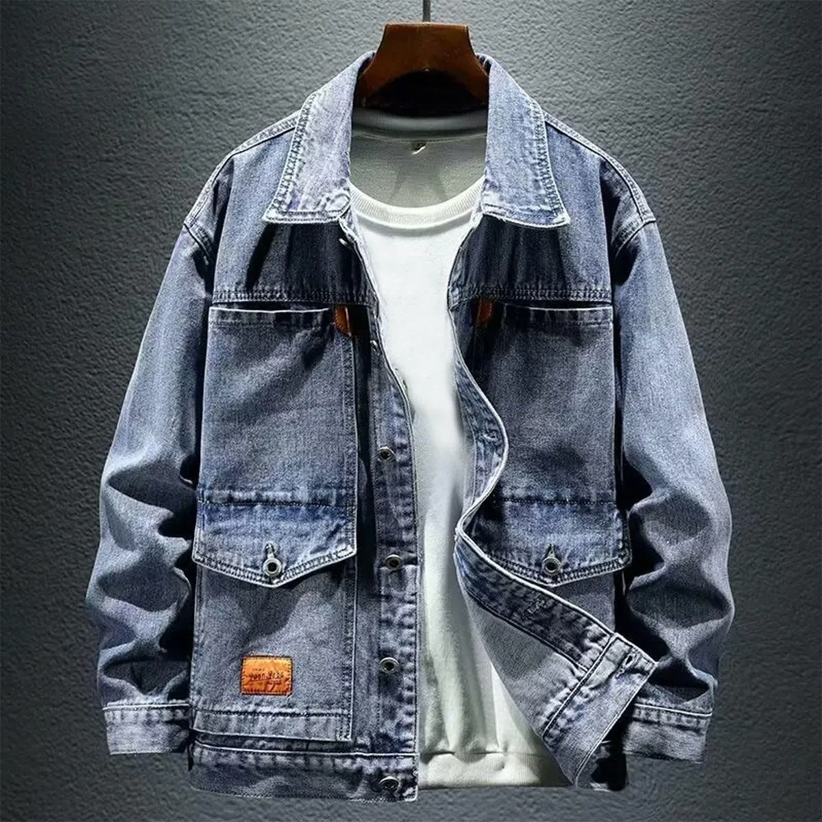 Giacca Jeans Uomo Nera, Giacca Primavera Uomo, Giacca Trucker Leggera Casual Button Down Risvolto Giacca in Denim Stretch retrò Biker Cappotto Casual Denim Giacca in Jeans Vintage per Il Tempo Libero