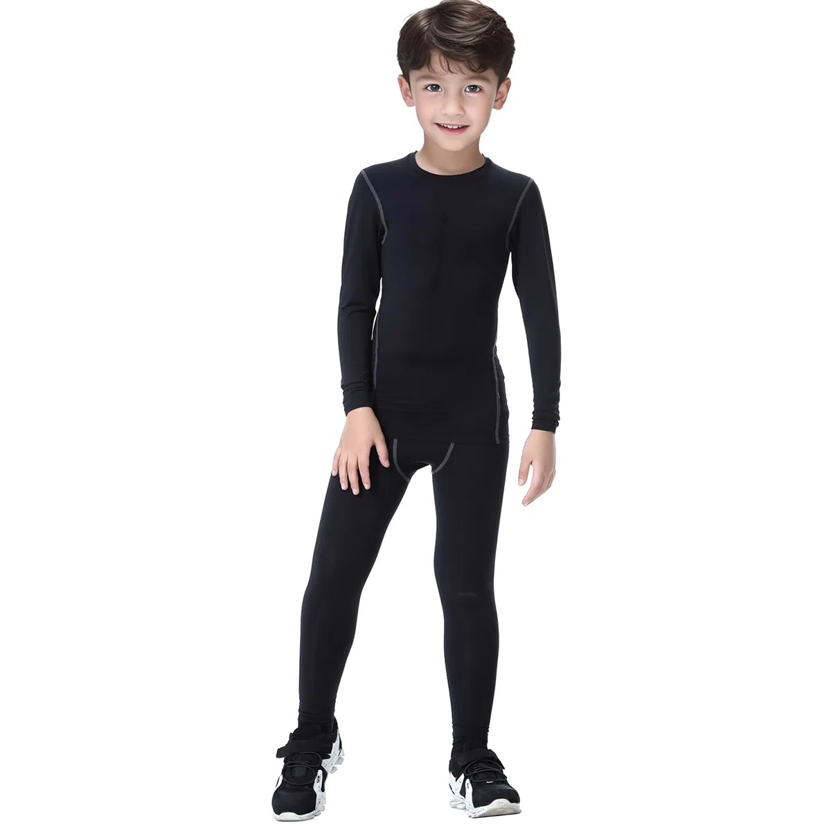 Biancheria Intima Termica Ragazzi Traspirante Asciugatura Rapida Bambini Maniche Lunghe Sportiva Sets (Grey-A,28/10-11Years)