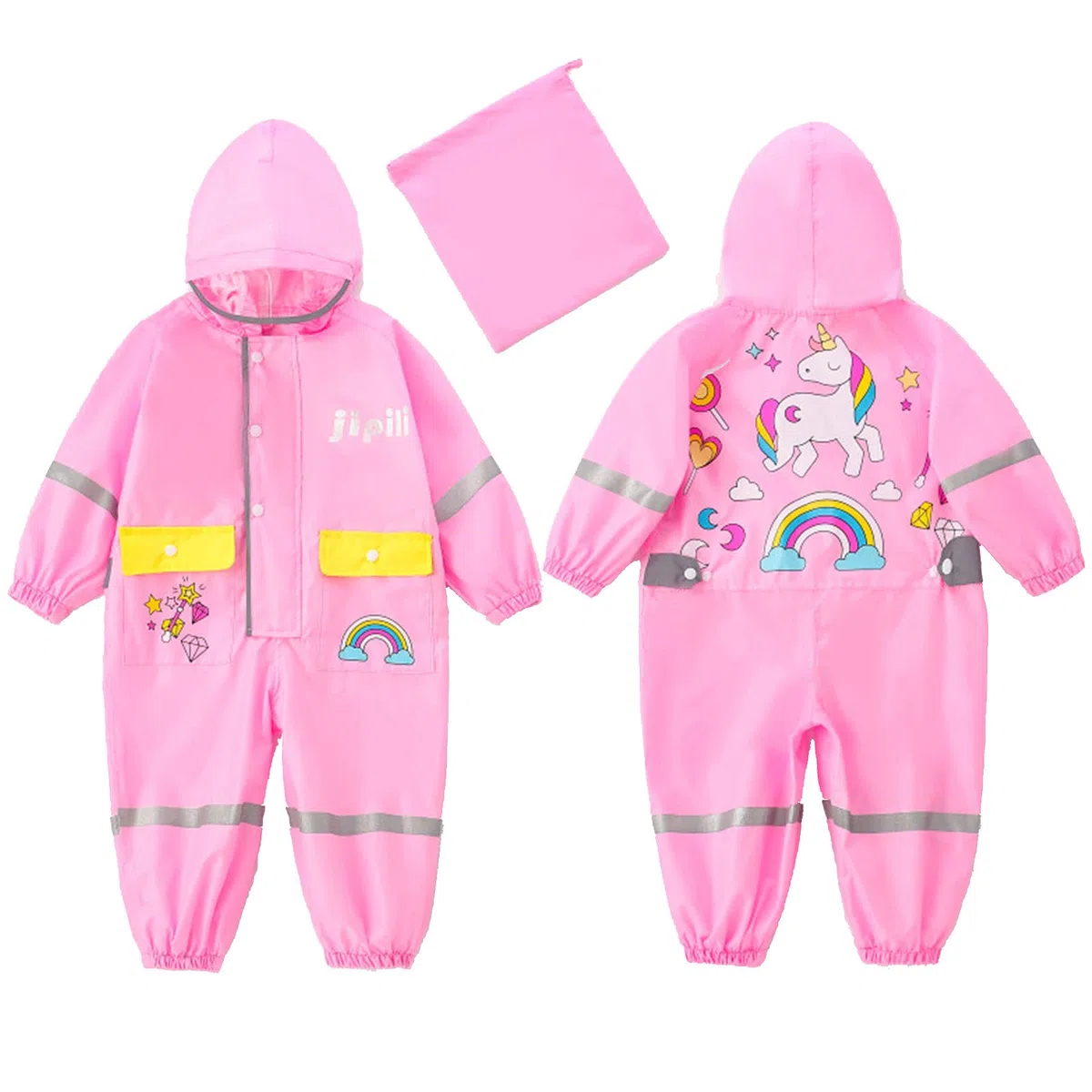 Impermeabile Bambini Cappuccio Antipioggia Unisex Leggero Pioggia Tuta Antivento Tutto in Uno Sportivo Poncho Antipioggia Cartoni Animati Scuola Bambine Bambino Bimbo Bimba Asilo 1-8 Anni