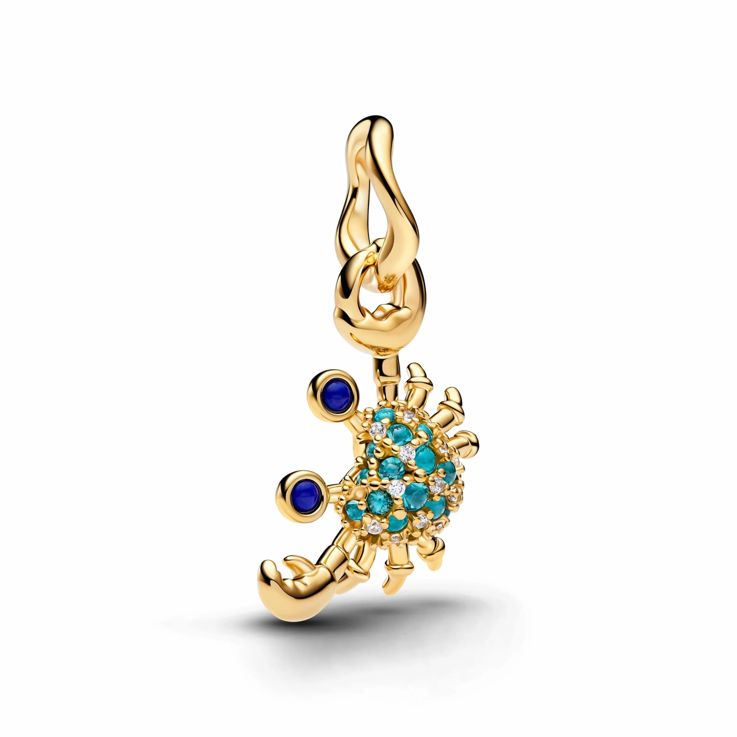 Crab 14k Dorato Placcato Oro con Finto lapislazzuli, Icy Green Crystal And Clear Cubic Zirconia