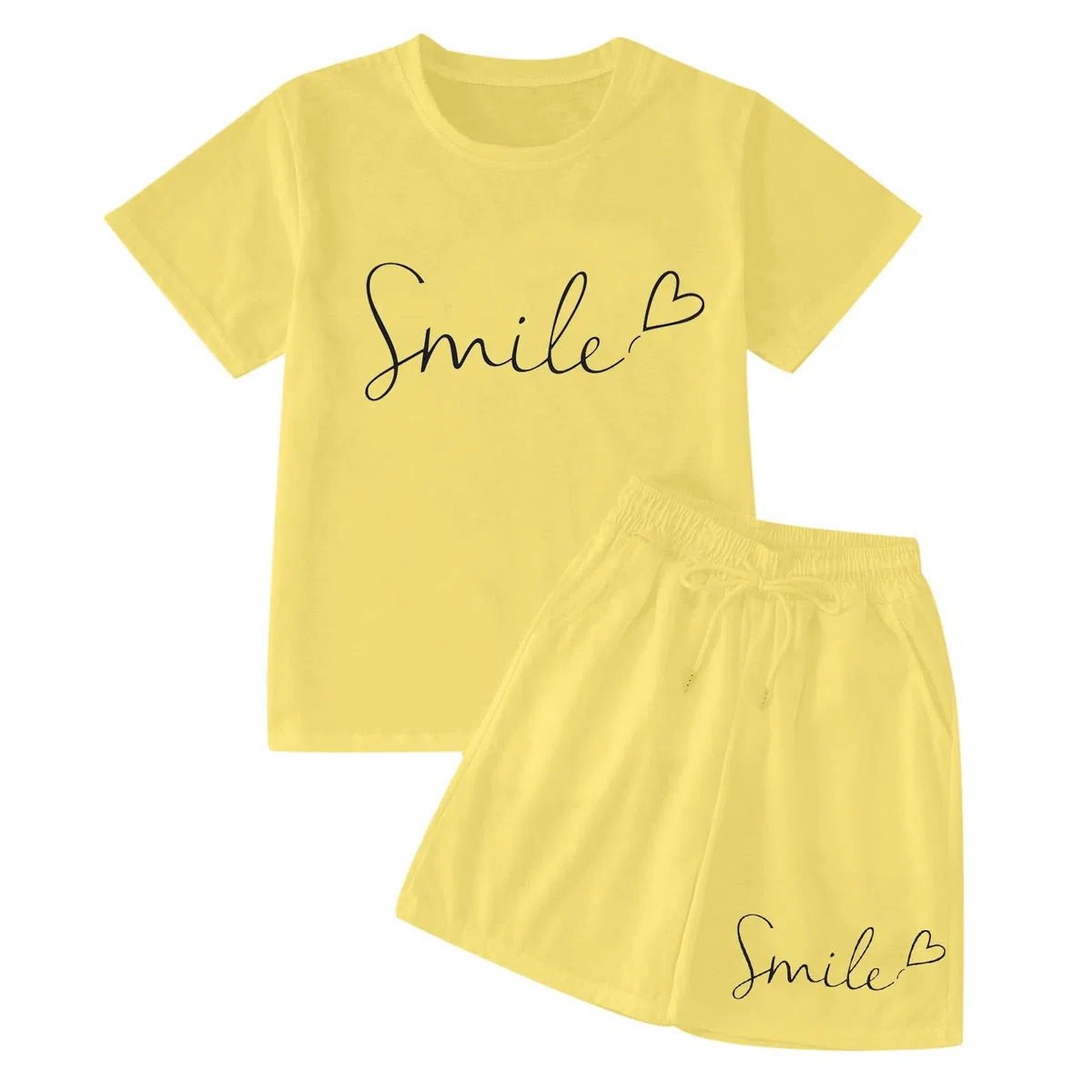 Set estivo casual a maniche corte per bambine e ragazze, composto da t-shirt, top e pantaloncini con tasche. #178