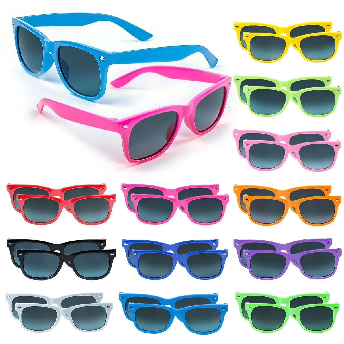 Occhiali da sole colori neon, regali per feste, per uomini e donne, perfetti per estate, spiaggia, piscina, compleanni e all’aperto