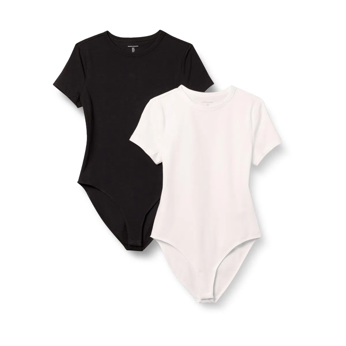 Amazon Essentials Body a Maniche Corte Aderente in Cotone Elasticizzato Donna, Pacco da 2