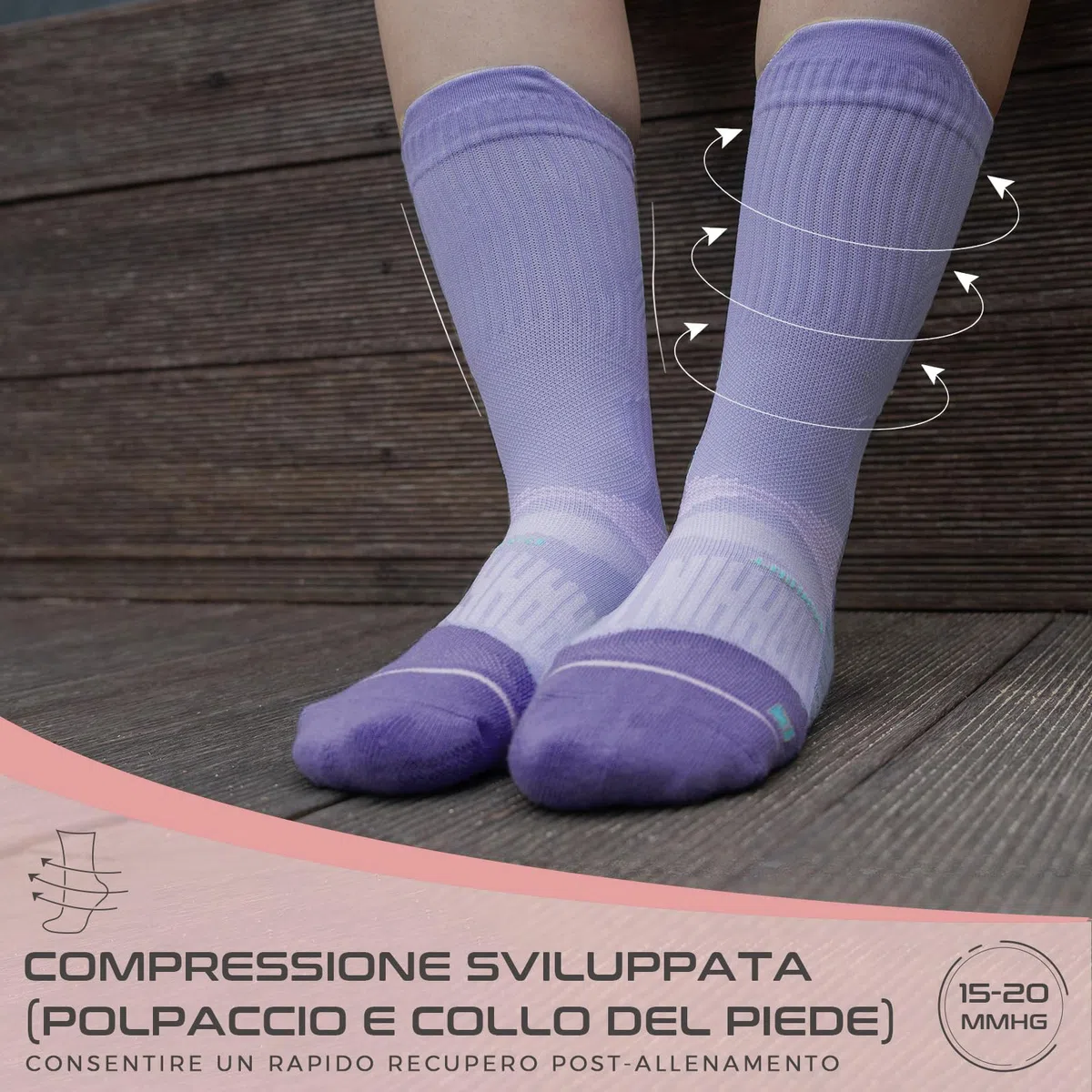 Rahhint Coolmax Calzini Running Donna Calze Compressione 15-20 mmHg con Design TAB Traspirabilità Anti Vesciche e Supporto Arco Plantare per Corsa Allenamento Confezione da 3 Paia